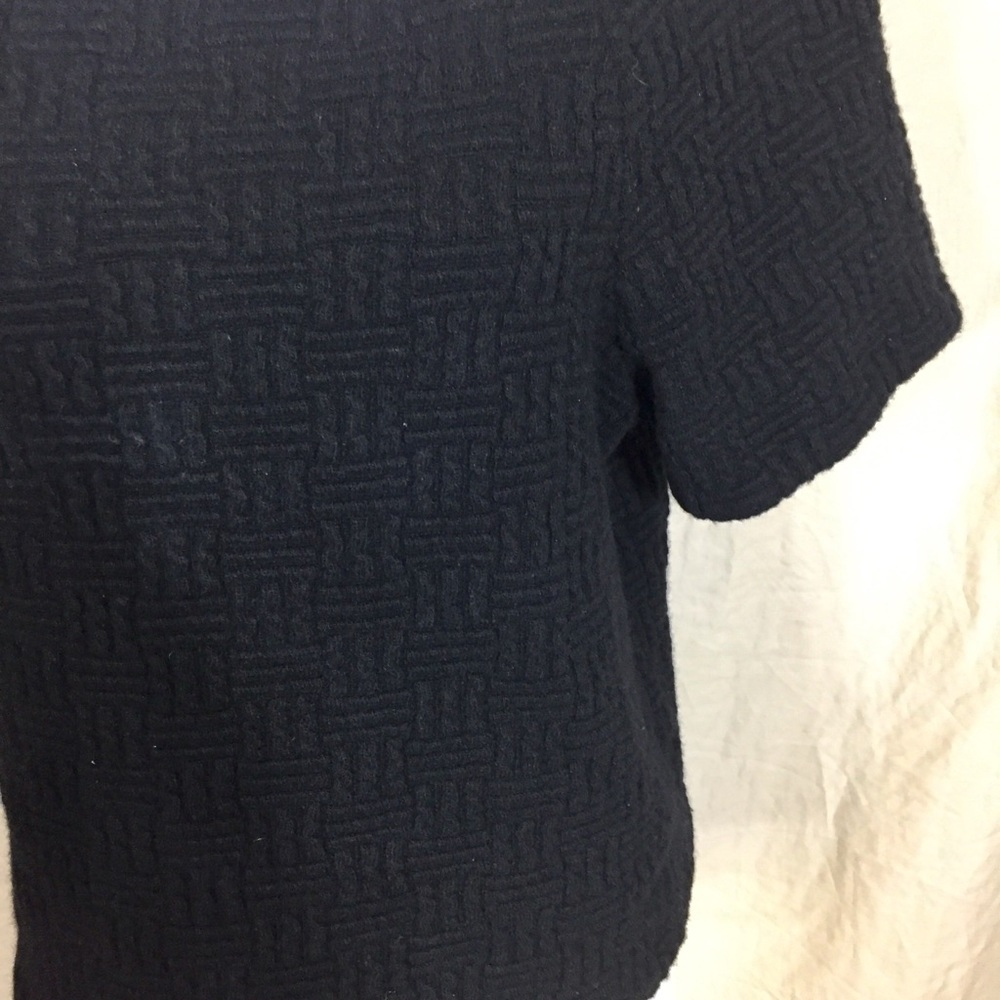 7FAMK Jacquard Black Crop Top with Leather Accents - Picture 2 of 7
